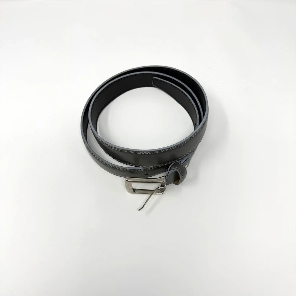 Vera Pelle Gray Leather Belt Men's‎ Size 37–41 Silver Buckle Made in Italy